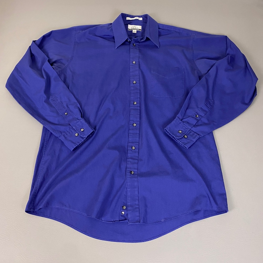 Enro Button Down Dress Shirt 16.5 37-38 Tall Ultra Poplin Mens Royal Blue **